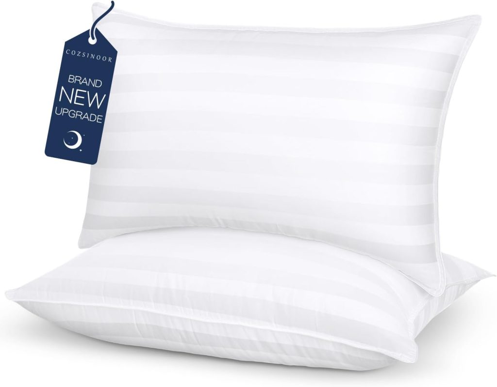 COZSINOOR Queen Size Cooling Bed Pillows for Sleeping: Hotel Quality, Set of 2 - Down Alternative Microfiber Filled for Back, Stomach, Side Sleepers, Breathable, and Skin-Friendly