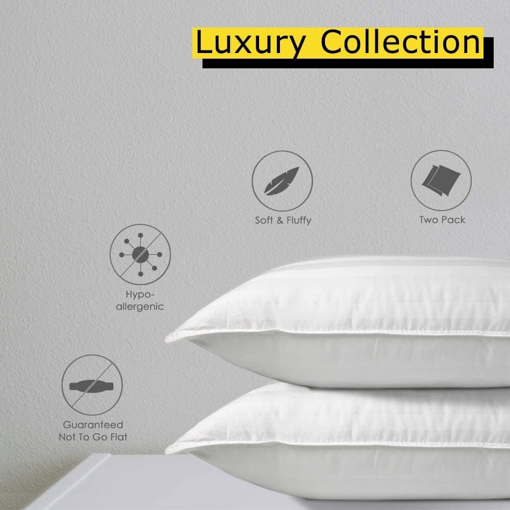 COZSINOOR Queen Size Cooling Bed Pillows for Sleeping: Hotel Quality, Set of 2 - Down Alternative Microfiber Filled for Back, Stomach, Side Sleepers, Breathable, and Skin-Friendly
