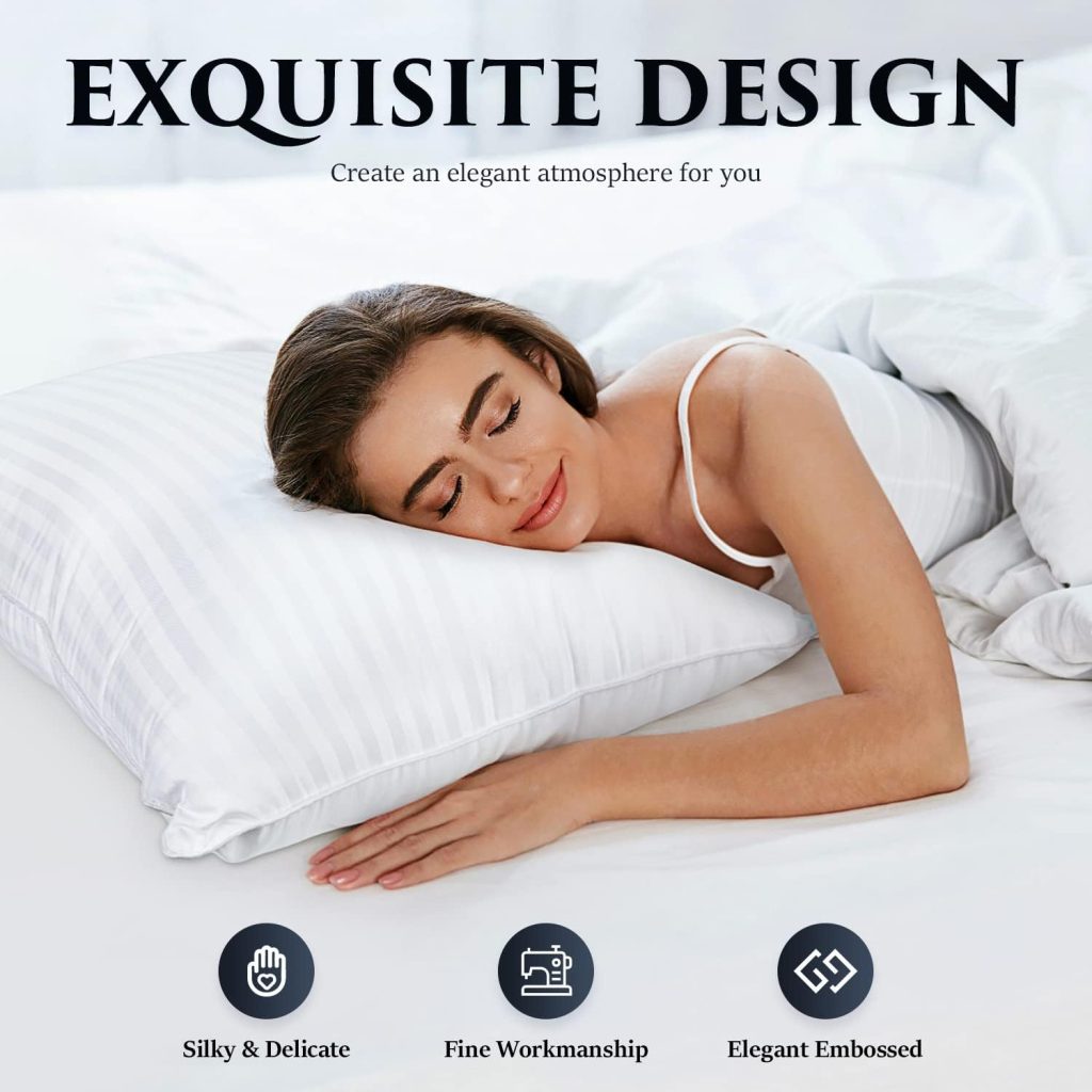 COZSINOOR Queen Size Cooling Bed Pillows for Sleeping: Hotel Quality, Set of 2 - Down Alternative Microfiber Filled for Back, Stomach, Side Sleepers, Breathable, and Skin-Friendly