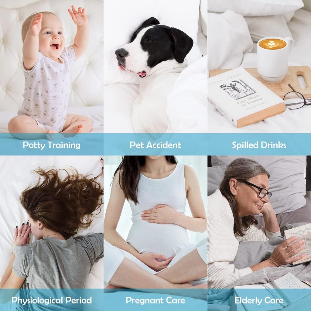 Cozymaker Queen Size 100% Waterproof Mattress Protector, Cooling Bamboo Mattress Cover Fitted 8-21 Deep Pocket, 3D Air Fabric Soft Breathable bed Mattress Pad Cover Noiseless Washable (White, Queen)