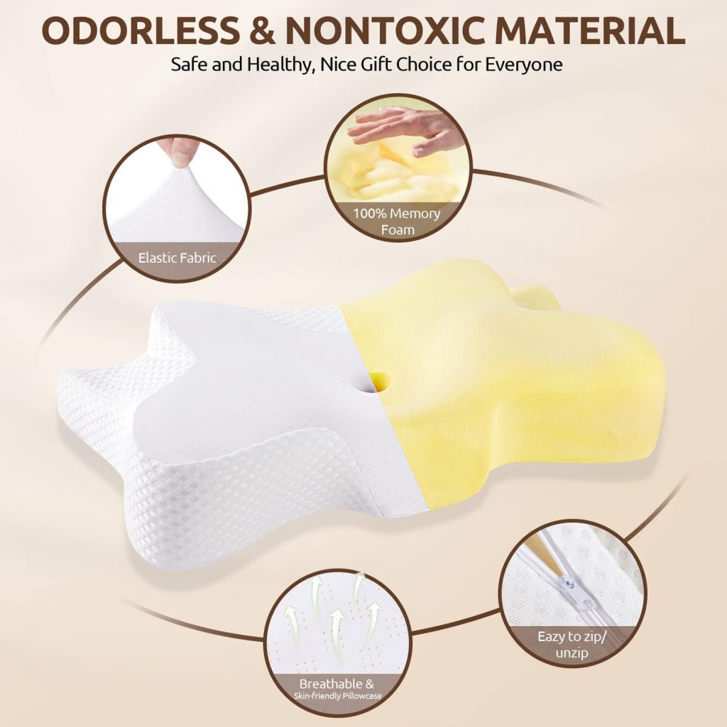 DONAMA Cervical Pillow for Bed Sleeping, Memory Foam Contour Neck Pillows with Breathable Pillowcase, Ergonomic Neck Support Pillows for Side, Back and Stomach Sleepers