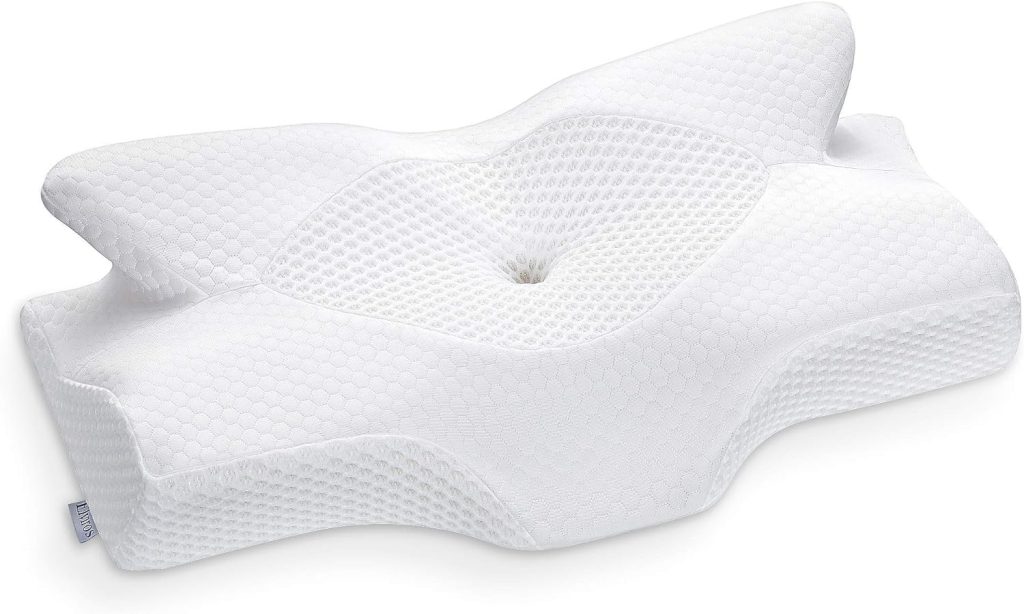 Elviros Cervical Memory Foam Pillows for Neck and Shoulder Pain, Ergonomic Orthopedic Sleeping Neck Contoured Support Pillow for Side , Back and Stomach Sleepers (Grey)