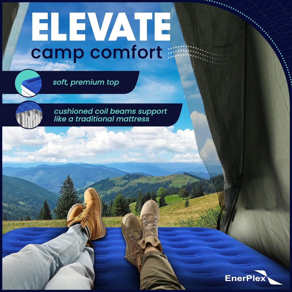 EnerPlex Never-Leak Camping Series Twin/Queen Camping Airbed with High Speed Pump Air Mattress Single High Inflatable Blow Up Bed for Home Camping Travel EnerPlex Never-Leak Camping Series Twin/Queen Camping Airbed with High Speed Pump Air Mattress Single High Inflatable Blow Up Bed for Home Camping Travel