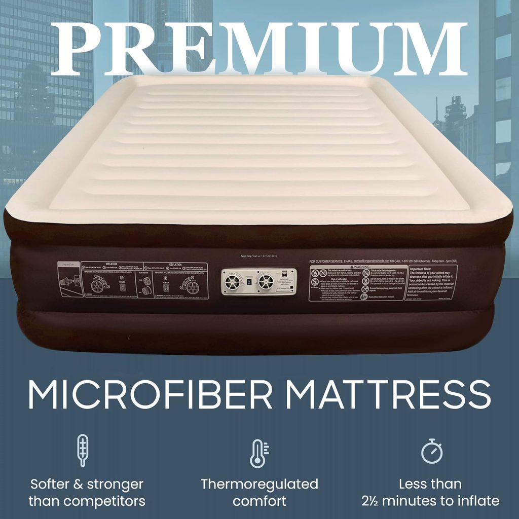 Englander Air Mattress w/Built in Pump - Luxury Double High Inflatable Bed for Home, Travel  Camping - Premium Blow Up Bed for Kids  Adults