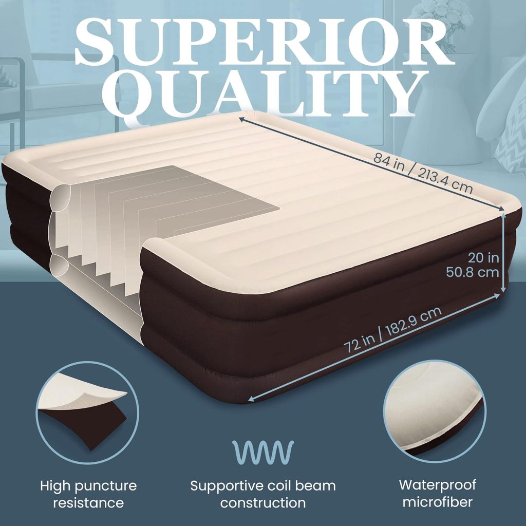 Englander Air Mattress w/Built in Pump - Luxury Double High Inflatable Bed for Home, Travel  Camping - Premium Blow Up Bed for Kids  Adults