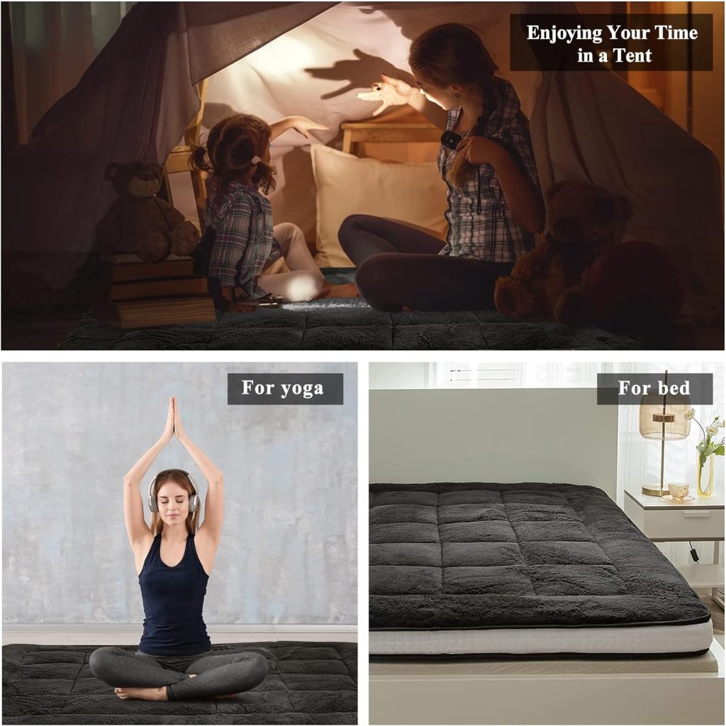 Extra Thick Futon Floor Mattress, Padded Japanese Folding Roll Up Mattress Sleeping Pad, Foldable Camping Portable Mattress Shikibuton, Bed Mattress Topper, Floor Lounger Guest Bed for Couch Car