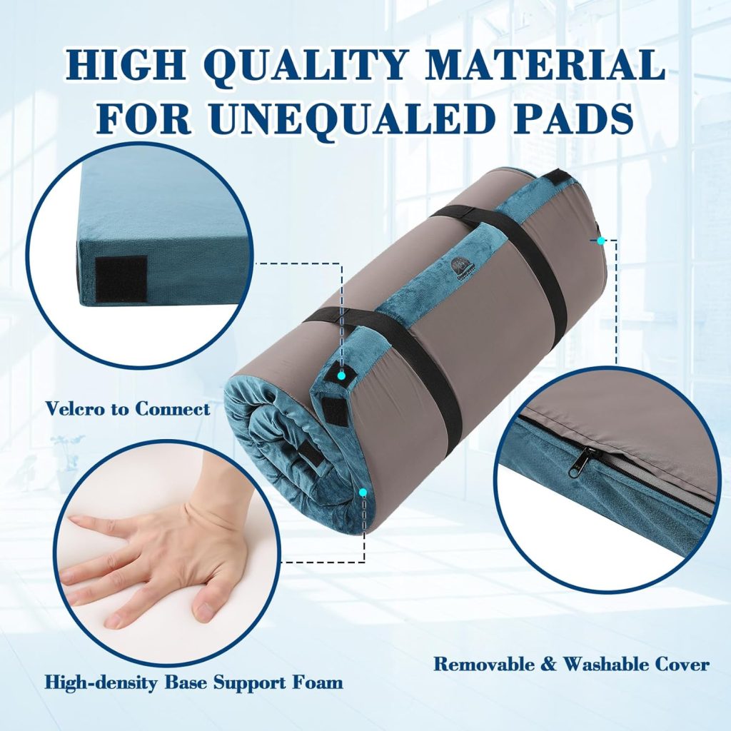Foam Camping Mattress - Roll Up Sleeping Mat for Cot, Foam Sleeping Pad for Camping with Cover for Kids, Adults, Portable Camping Mat, Camping Pad for Bed, Car
