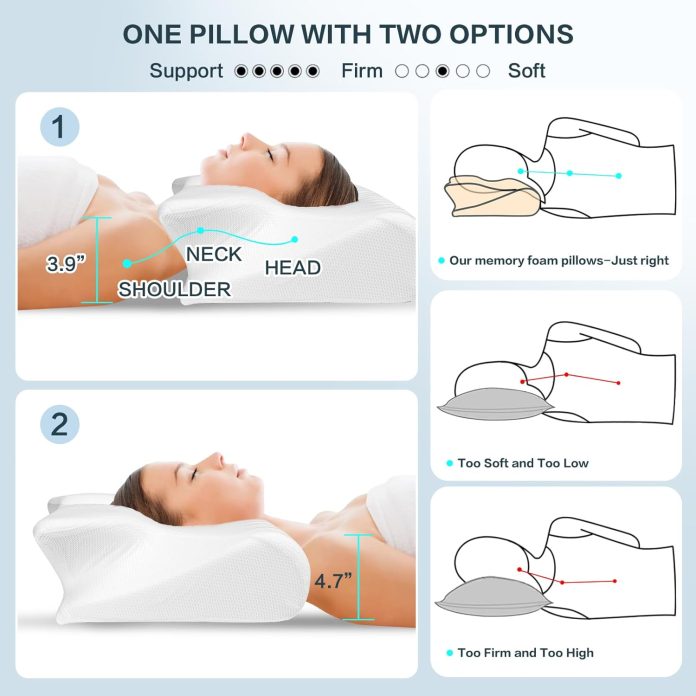 hexus cervical pillow for neck pain relief ergonomic hollow design odorless memory foam pillow for sleeping orthopedic c 3