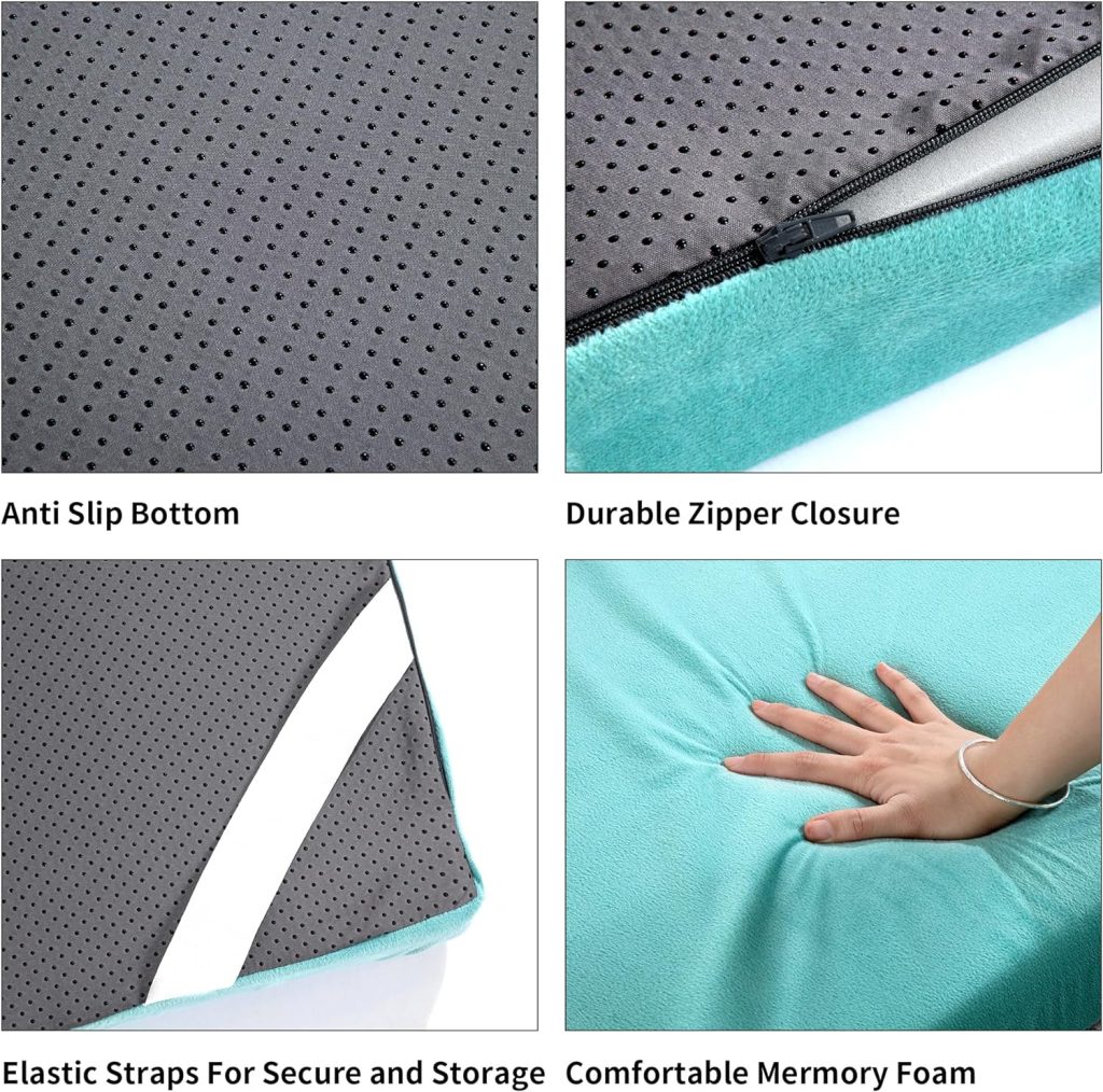 HOMBYS Memory Foam Camping Mattress for Outdoor Sleeping, 3 Thick Roll Up Porable Camping Mattress Pad Mat for Travel Truck Bed Tent