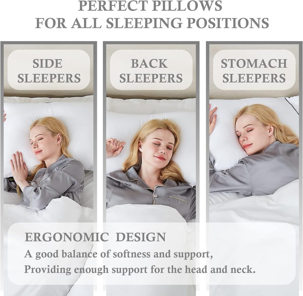 Homemate Bed Pillows for Sleeping - King Size(20x36) Set of 2 Gusset Pillows Allergy Friendly Microfiber Shell Fluffy Down Alternative Filling Pillow Suitable Back Stomach or Side Sleepers