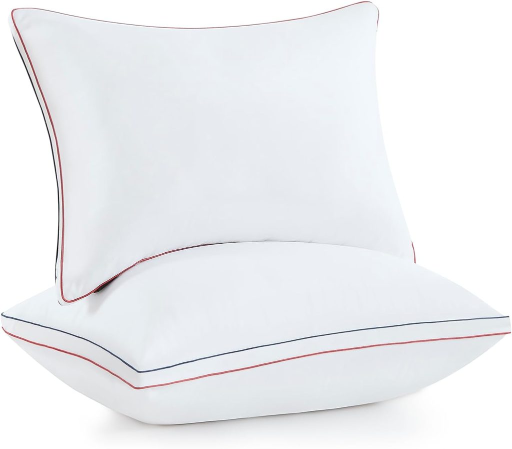 Homemate Bed Pillows for Sleeping - King Size(20x36) Set of 2 Gusset Pillows Allergy Friendly Microfiber Shell Fluffy Down Alternative Filling Pillow Suitable Back Stomach or Side Sleepers