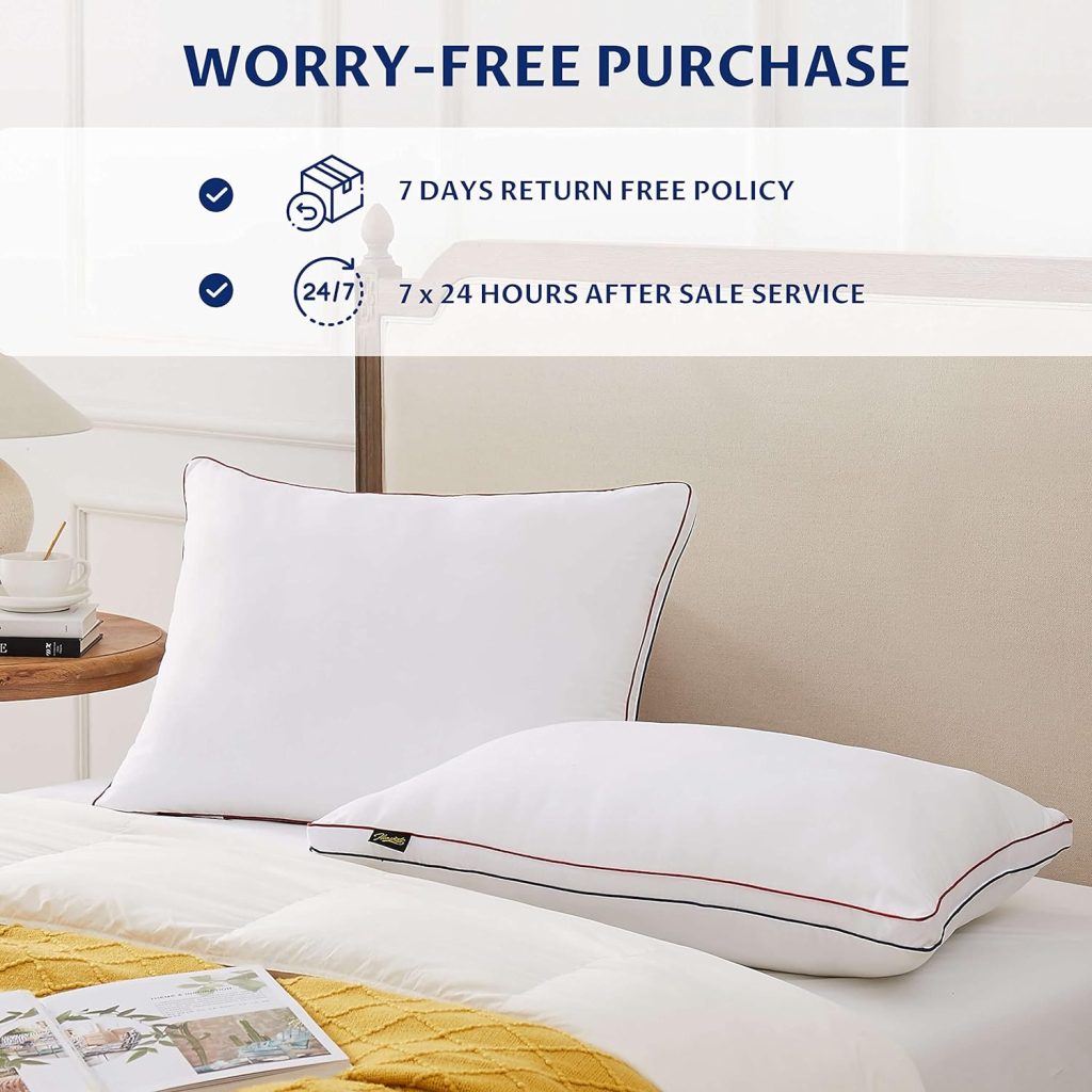 Homemate Bed Pillows for Sleeping - King Size(20x36) Set of 2 Gusset Pillows Allergy Friendly Microfiber Shell Fluffy Down Alternative Filling Pillow Suitable Back Stomach or Side Sleepers