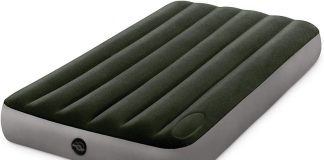 intex 75 x 39 x 10 inch dura beam fiber tech vinyl standard downy air mattress with plush top and 2 in 1 valve twin pump 1