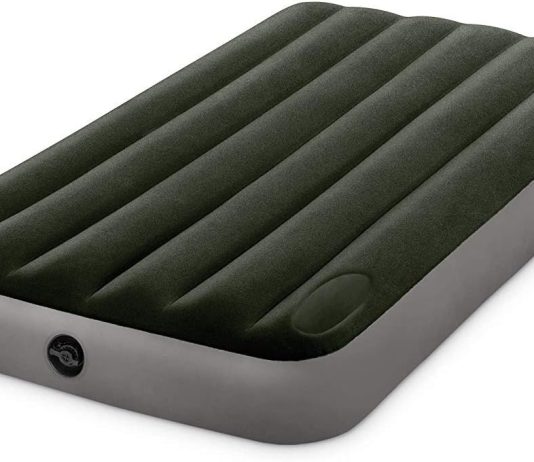 intex 75 x 39 x 10 inch dura beam fiber tech vinyl standard downy air mattress with plush top and 2 in 1 valve twin pump 1
