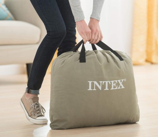 intex comfort dura beam airbed internal electric pump bed height elevated 2020 model 2