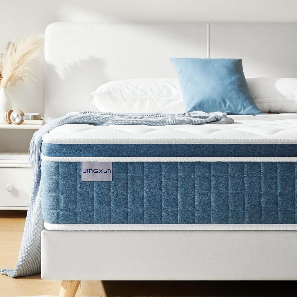 Jingxun 12 Inch Hybrid Gel Memory Foam Mattress, Motion Isolation Pocket Coils, Pressure Relief, Cooling, Back Pain Relief, Full Size