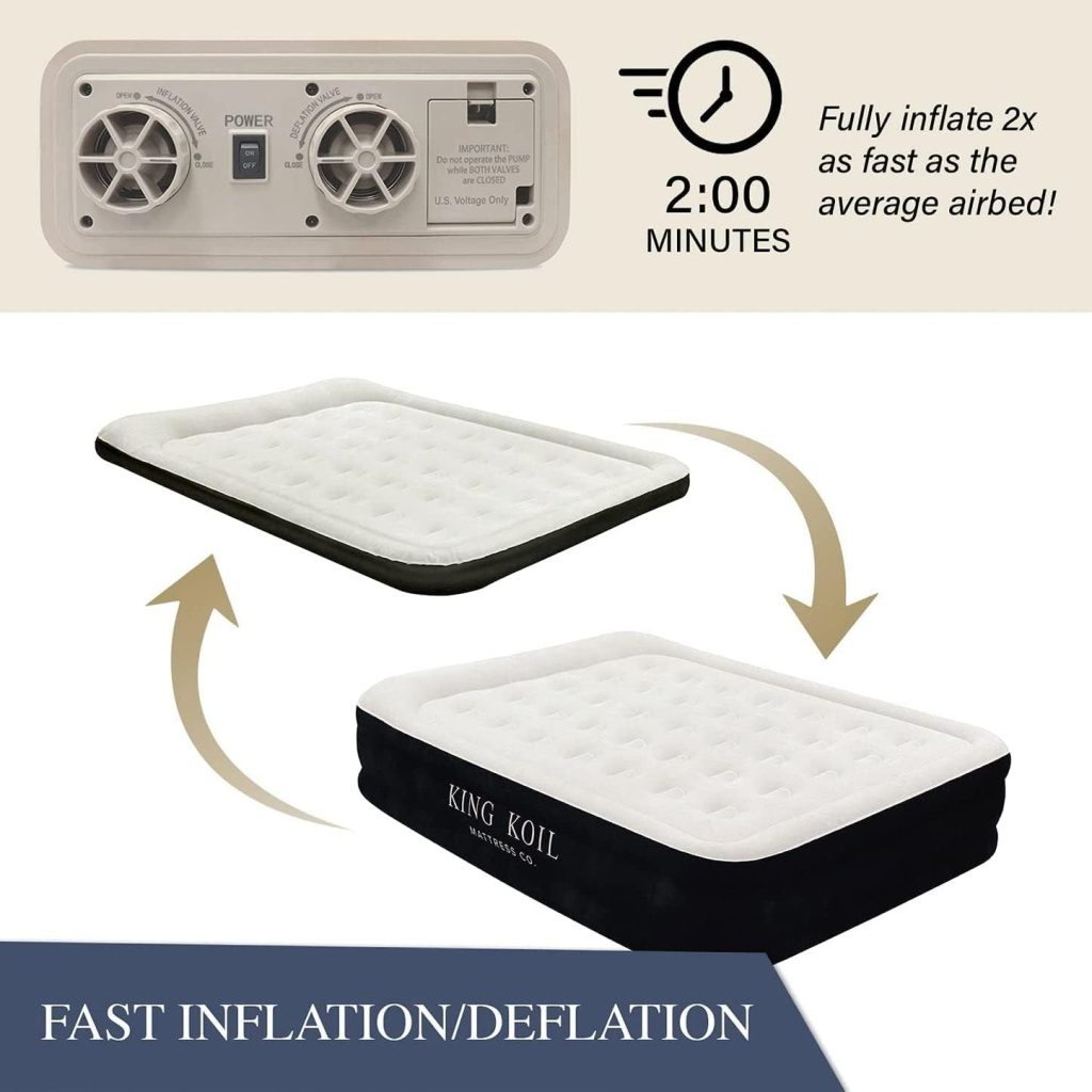 King Koil Luxury Air Mattress 13in Full Size with Built-in Pump for Home, Camping  Guests-Inflatable Airbed Luxury Double High Adjustable Blow Up Mattress, Durable - Portable and Waterproof