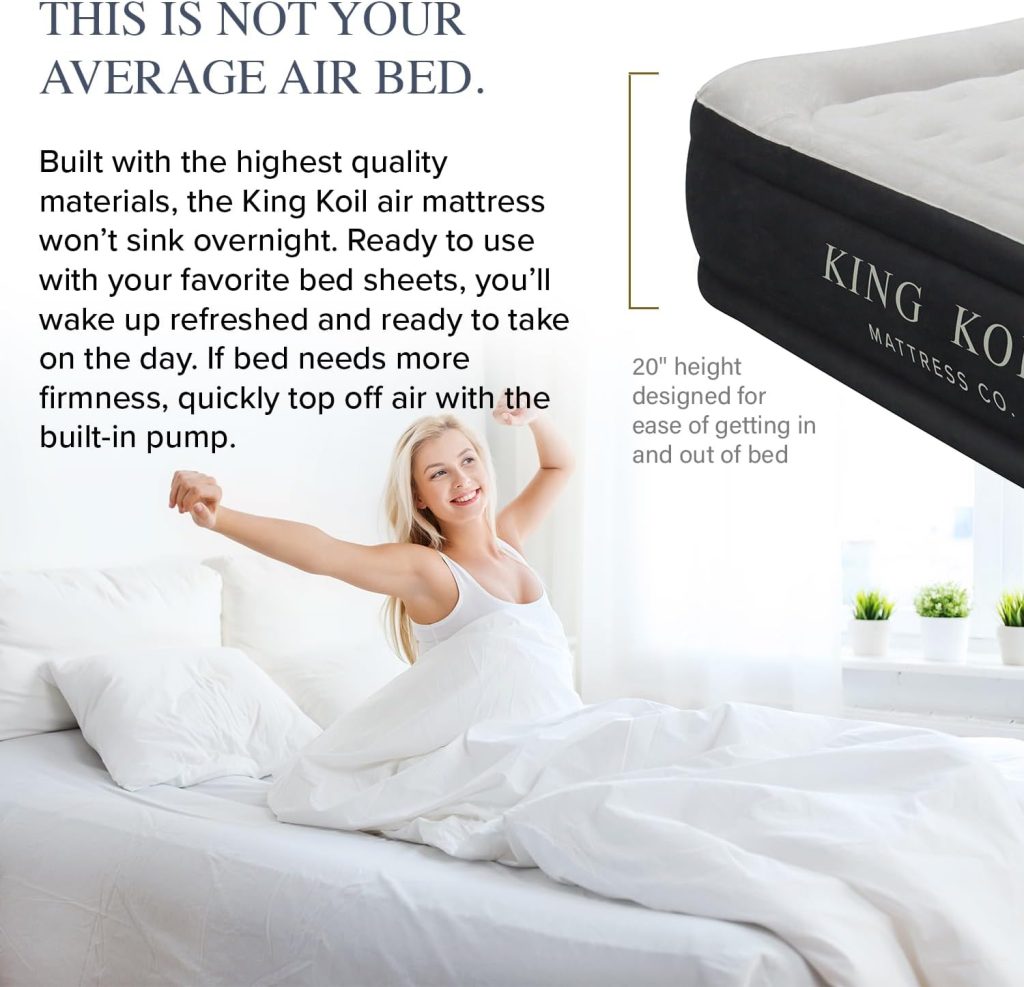 King Koil Luxury Air Mattress 13in Full Size with Built-in Pump for Home, Camping  Guests-Inflatable Airbed Luxury Double High Adjustable Blow Up Mattress, Durable - Portable and Waterproof