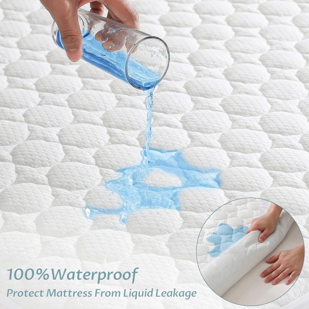 King Size Waterproof Mattress Protector Rayon from Bamboo Cooling Fitted Mattress Pad Cover with Deep Pocket Up to 18