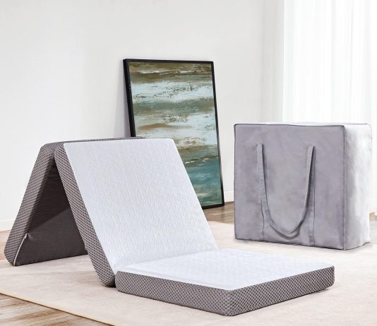kingfun memory foam folding mattress 4 inch gel infused breathable tri fold mattress topper with bamboo cover soft folda