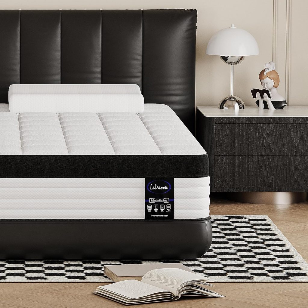 LETMOON Full Size Mattress, 10 Inch Hybrid Full Mattress in a Box, Medium Firm Mattress with Memory Foam and Pocket Springs, 3 Coils Strong Edge Support, Pressure Relief, Medium Firm