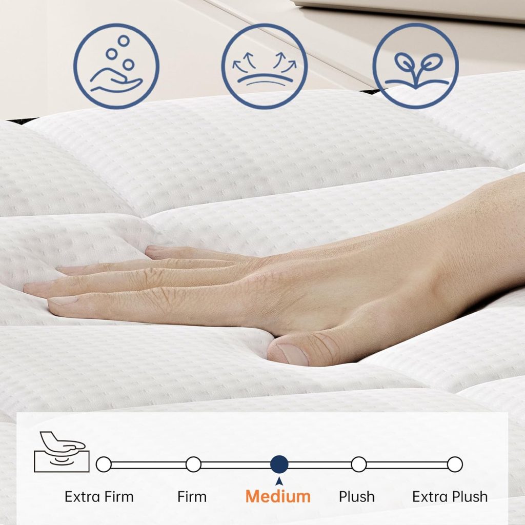 LETMOON Full Size Mattress, 10 Inch Hybrid Full Mattress in a Box, Medium Firm Mattress with Memory Foam and Pocket Springs, 3 Coils Strong Edge Support, Pressure Relief, Medium Firm