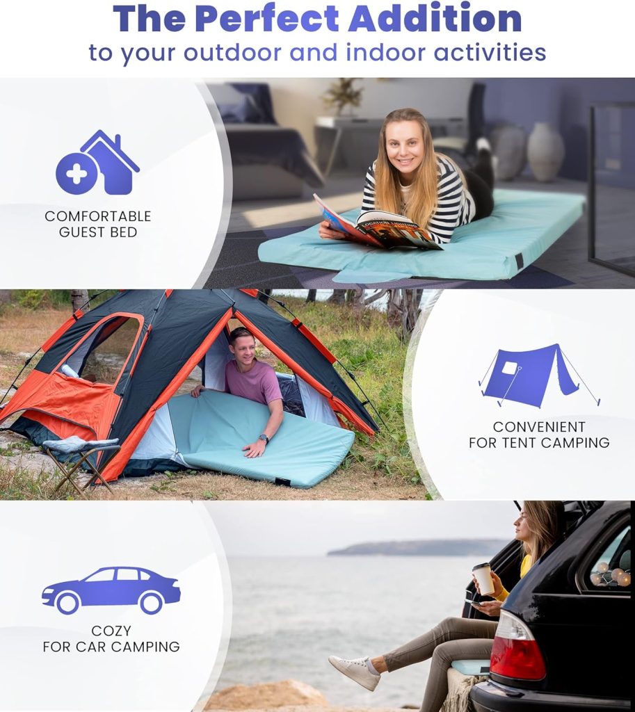 Matrix Comfort-Cell Memory Foam Camping Mattress Pad, CertiPUR-US Roll Up Mattress, Cot Mattress Pad, Guest Bed Roll for Sleepover, Floor Sleeping Mat Pad for Car Camping, Travel Sleep Mat