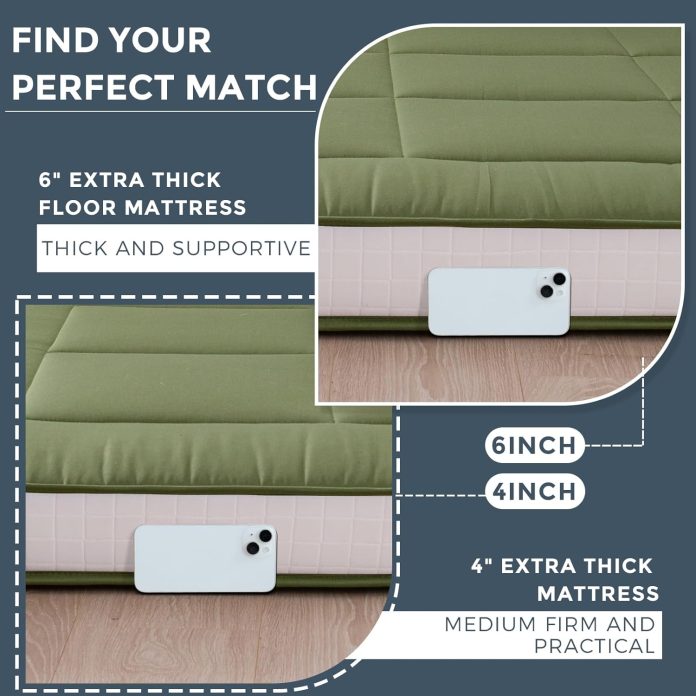 maxyoyo 6 extra thick floor futon mattress foldable japanese floor mattress tatami pad floor mattress for adults floor b 1