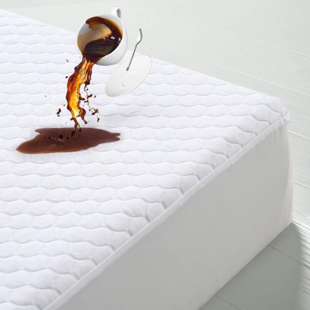 MERITLIFE Premium 100% Waterproof Mattress Protector Queen Size, Cooling Bed Mattress Pad Cover Soft Viscose from Bamboo, Breathable All-Round Protection Noiseless Vinyl Free Washable (White, Queen)