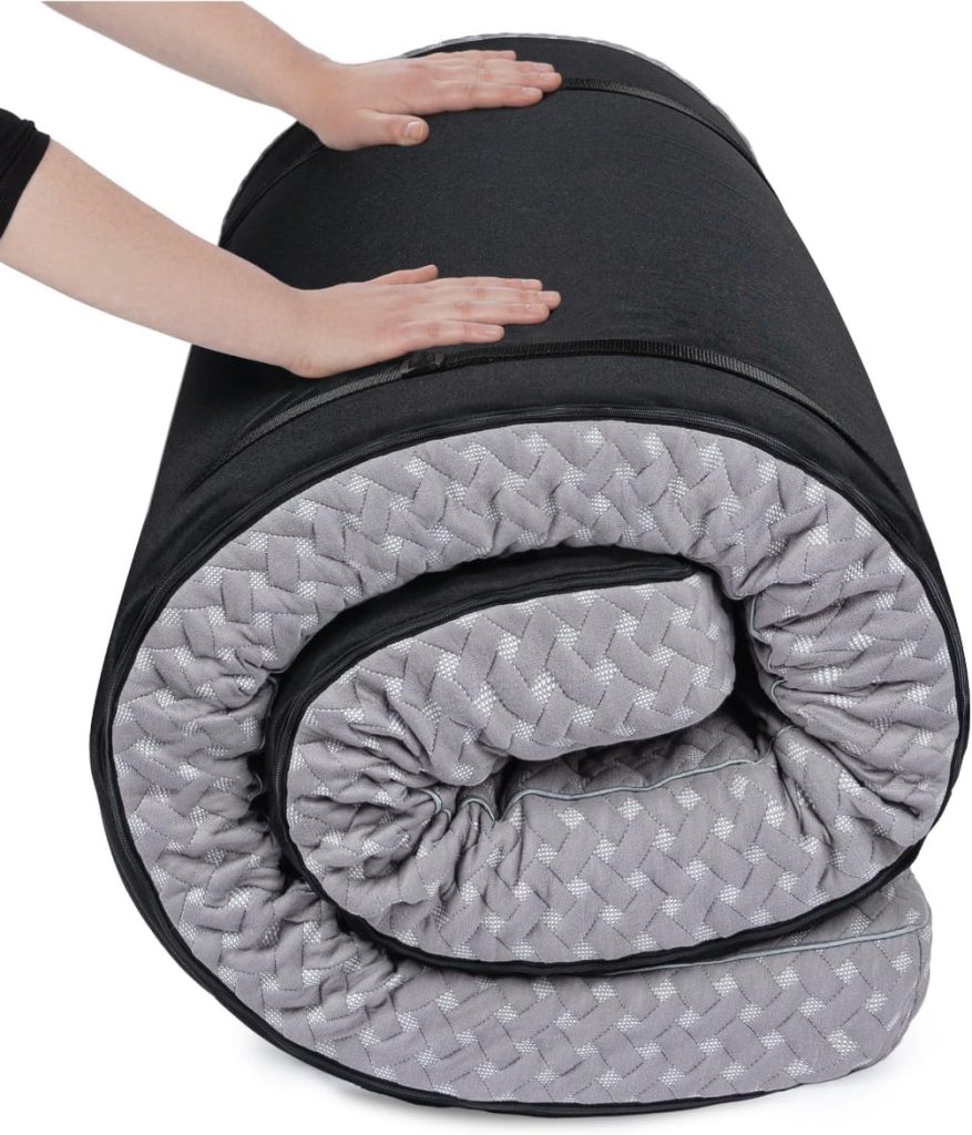 Milliard Camping Mattress, Portable Memory Foam Roll Up Floor Mat/Pad for Travel or Home with Washable and Waterproof Cover + Free Carry Case Included (Twin Size - 75x36x3)