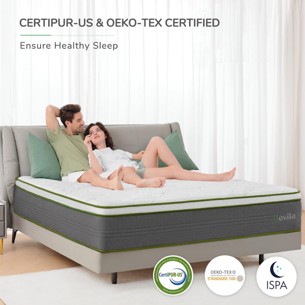 Novilla California King Mattress,12 Inch Gel Memory Foam Hybrid Mattress with Individually Pocket Springs, Breathable Mattresses for Cool Sleep,Motion Isolation  Pressure Relief, Medium Firm,vigour