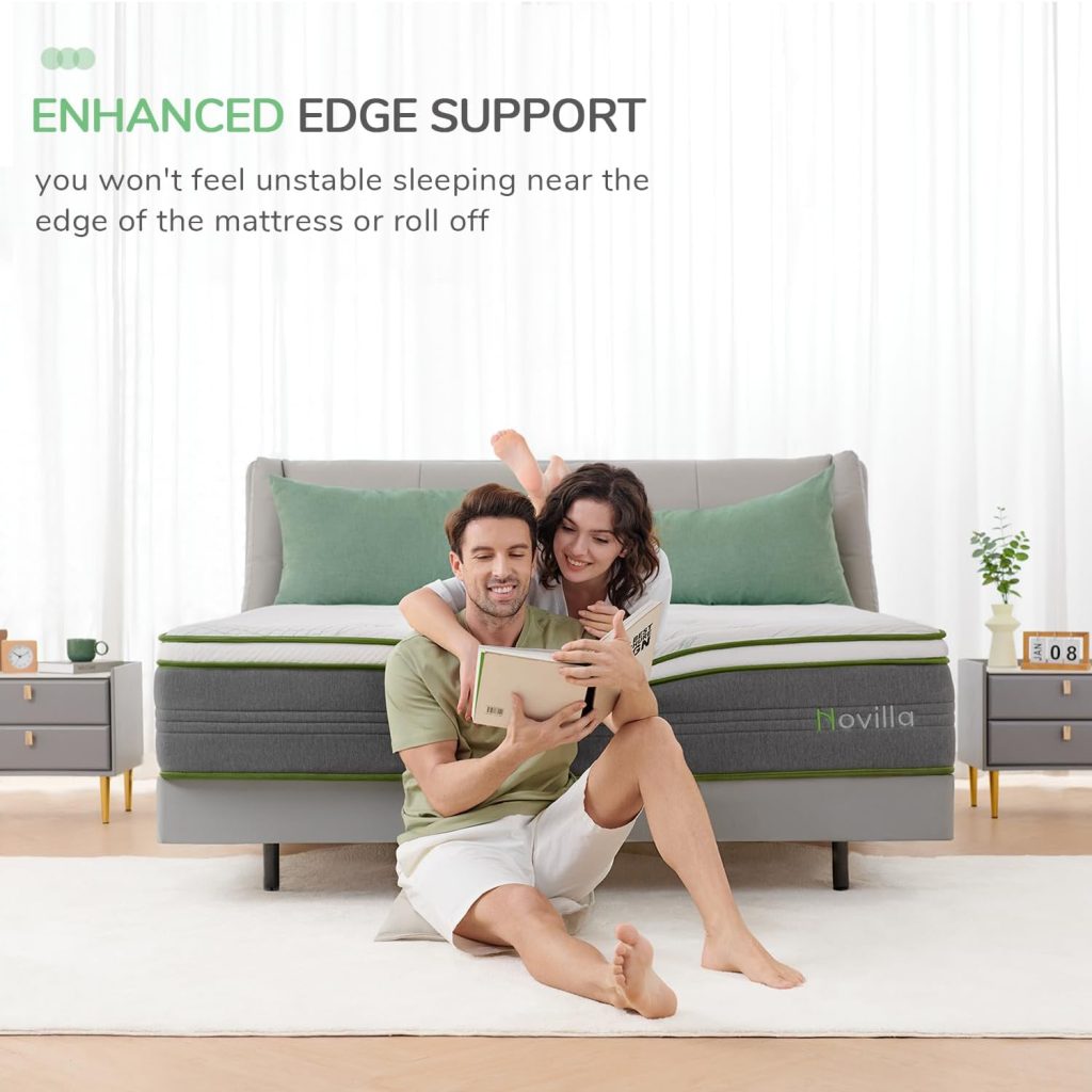 Novilla California King Mattress,12 Inch Gel Memory Foam Hybrid Mattress with Individually Pocket Springs, Breathable Mattresses for Cool Sleep,Motion Isolation  Pressure Relief, Medium Firm,vigour