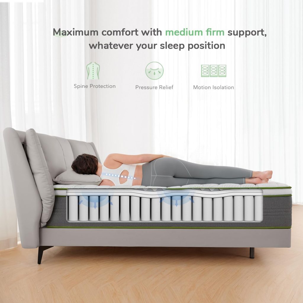 Novilla California King Mattress,12 Inch Gel Memory Foam Hybrid Mattress with Individually Pocket Springs, Breathable Mattresses for Cool Sleep,Motion Isolation  Pressure Relief, Medium Firm,vigour