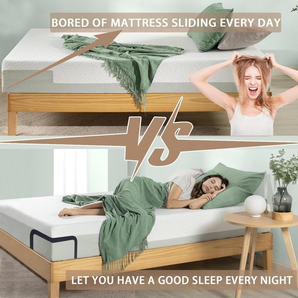 NXN-HOME Mattress Slide Stopper, Metal Mattress Retainer Bar for Adjustable Beds, Mattress Holder in Place to Keep Mattress from Sliding, Metal Mattress Stabilizers for Wooden Bed Frame - 2 Pack