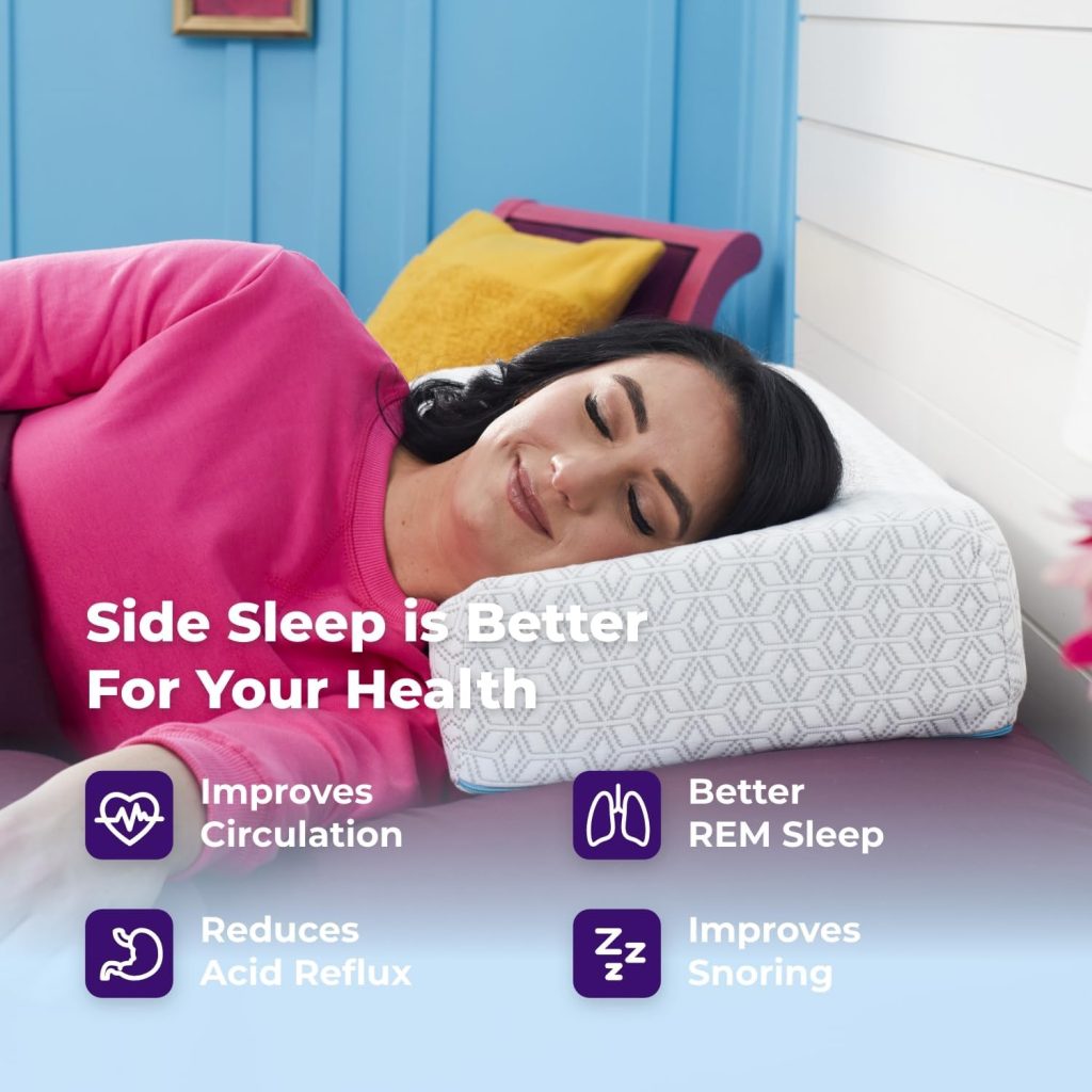Pillow Cube Side Cube - Most Popular (5”) Bed Pillows for Sleeping on Your Side, Cooling Memory Foam Pillow Support Head  Neck for Pain Relief - King, Queen, Twin 24x12x5