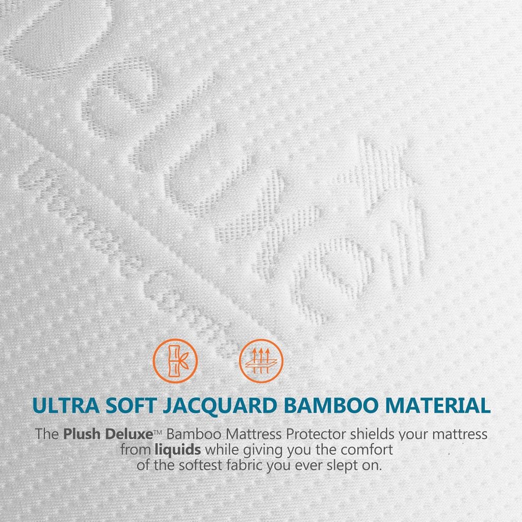 PlushDeluxe Premium Bamboo Mattress Protector – King Size, Waterproof,  Ultra Soft Breathable Noiseless Washable Bed Mattress Cover for Comfort  Protection - White