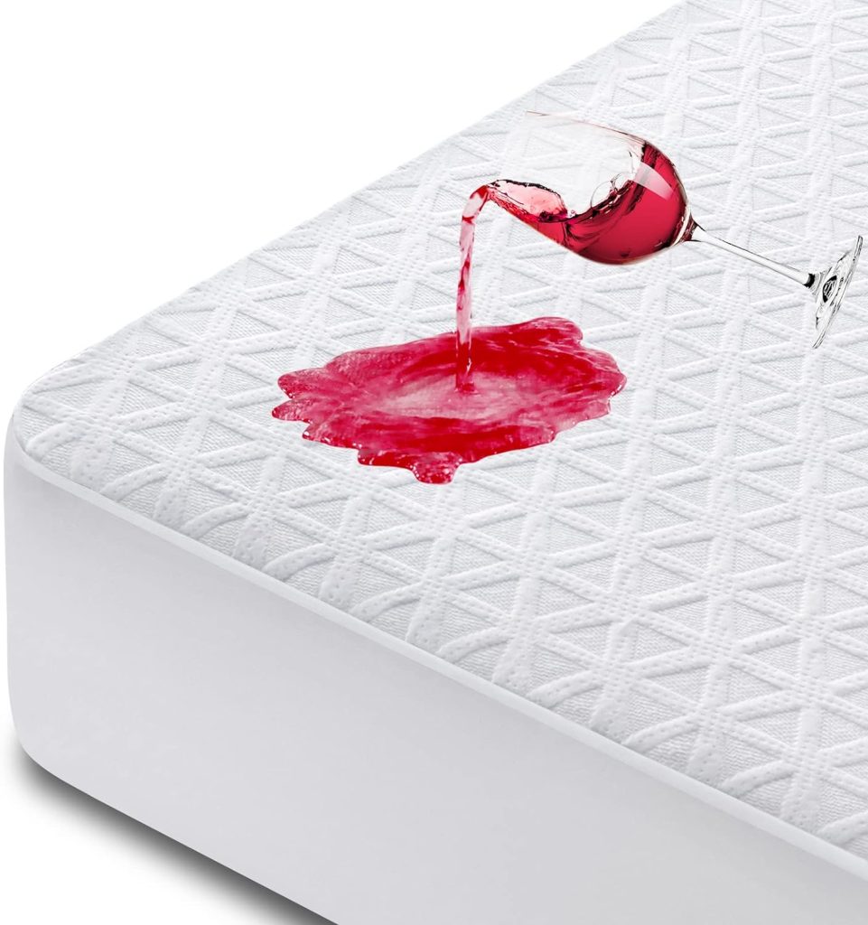 Premium 100% Waterproof Mattress Protector Queen Size Bed Rayon Made from Bamboo Cover Breathable 3D Air Fabric Cooling Mattress Pad Cover Smooth Soft Noiseless Washable, 8-21 Deep Pocket