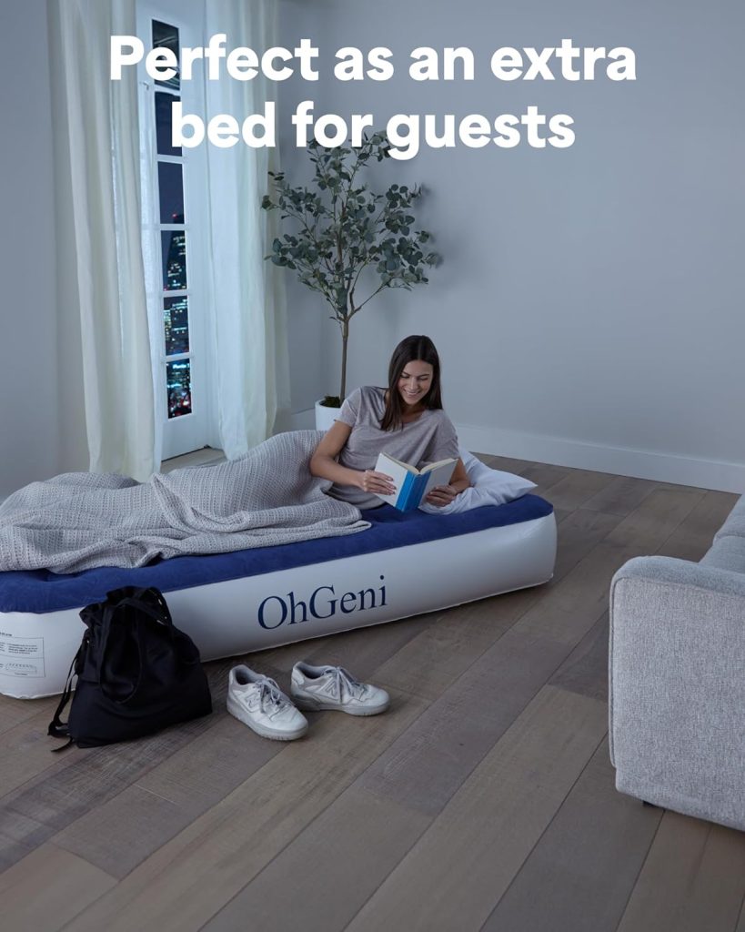Queen Air Mattress with Built in Pump, 13 Inch Elevated Quick Inflation/Deflation Inflatable Bed,Durable Blow Up Mattresses for Camping,Travel,Home,Guests,Indoor,Blue Portable Rest Airbed