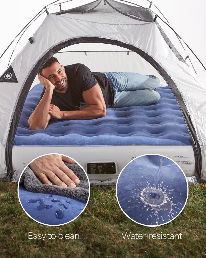 Queen Air Mattress with Built in Pump, 13 Inch Elevated Quick Inflation/Deflation Inflatable Bed,Durable Blow Up Mattresses for Camping,Travel,Home,Guests,Indoor,Blue Portable Rest Airbed