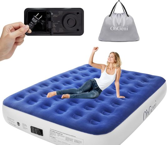 queen air mattress with built in pump 13 inch elevated quick inflationdeflation inflatable beddurable blow up mattresses