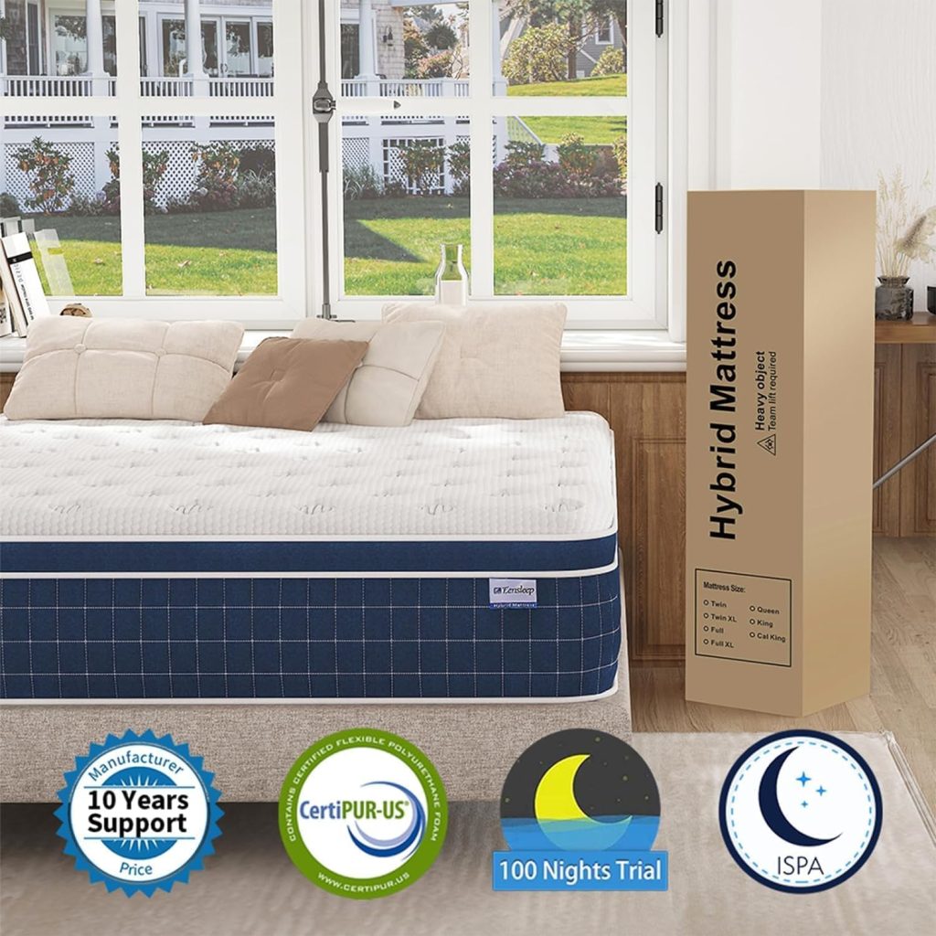Queen Mattress(Upgrade Strengthen)12 Inch Hybrid Queen Size Mattresses in a Box, Mattress Queen Size Made of Memory Foam and Individual Pocketed Springs, Strong Edge Support, Medium Firm