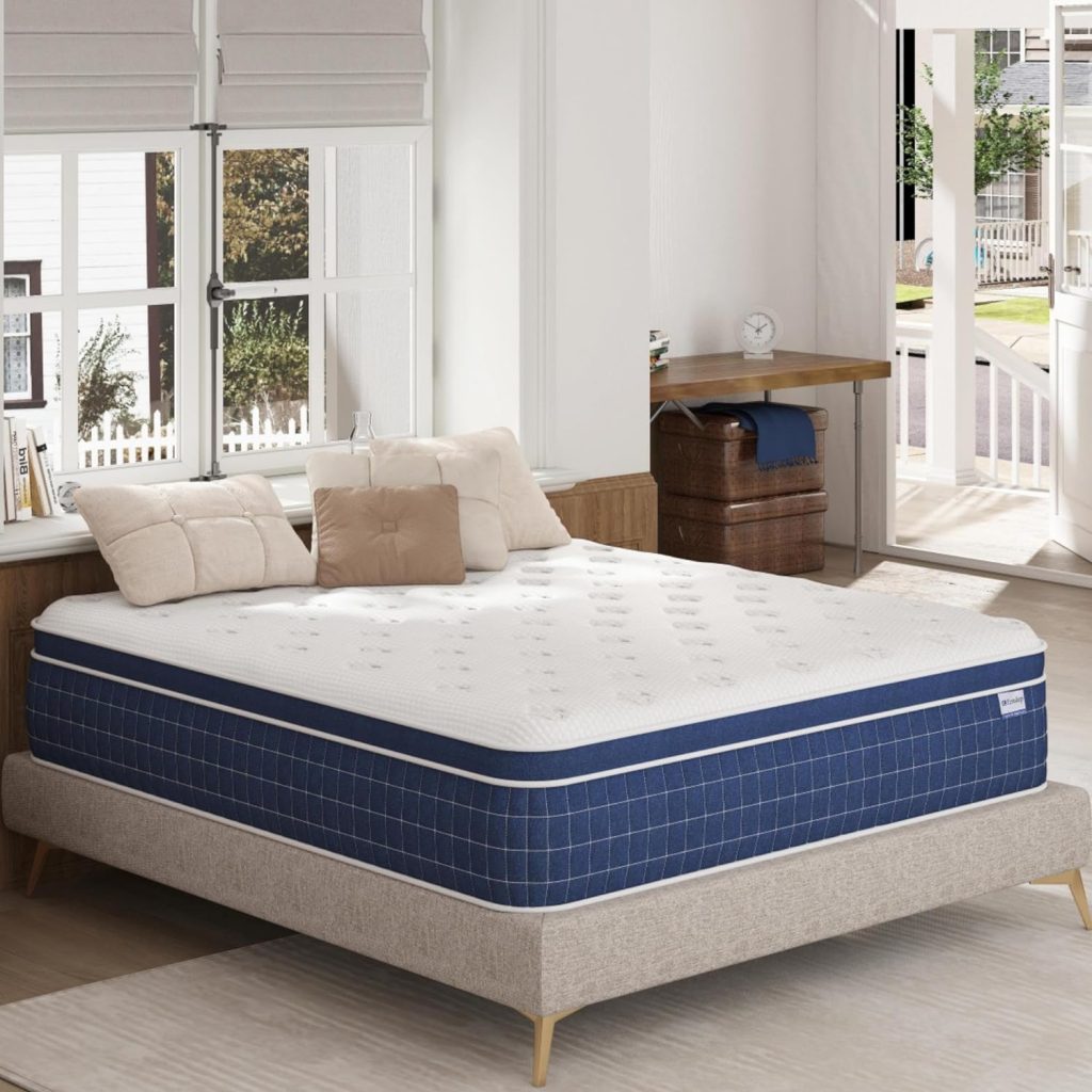 Queen Mattress(Upgrade Strengthen)12 Inch Hybrid Queen Size Mattresses in a Box, Mattress Queen Size Made of Memory Foam and Individual Pocketed Springs, Strong Edge Support, Medium Firm
