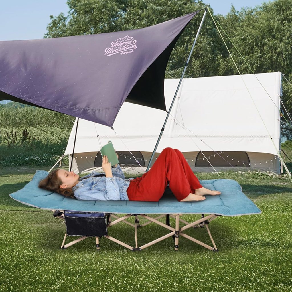 REDCAMP Folding Cot Pads for Sleeping Extra Thick, Soft Comfortable Velvet  Corduroy Cotton Camping Cot Mattress Pad for Backpacking Hiking, Black Blue Brown Grey 75x30 inches