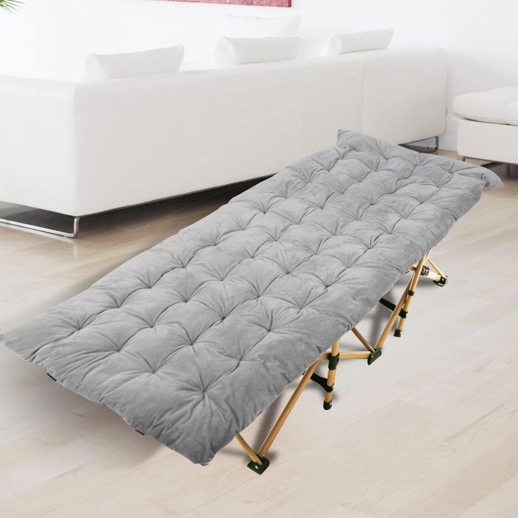 REDCAMP Folding Cot Pads for Sleeping Extra Thick, Soft Comfortable Velvet  Corduroy Cotton Camping Cot Mattress Pad for Backpacking Hiking, Black Blue Brown Grey 75x30 inches