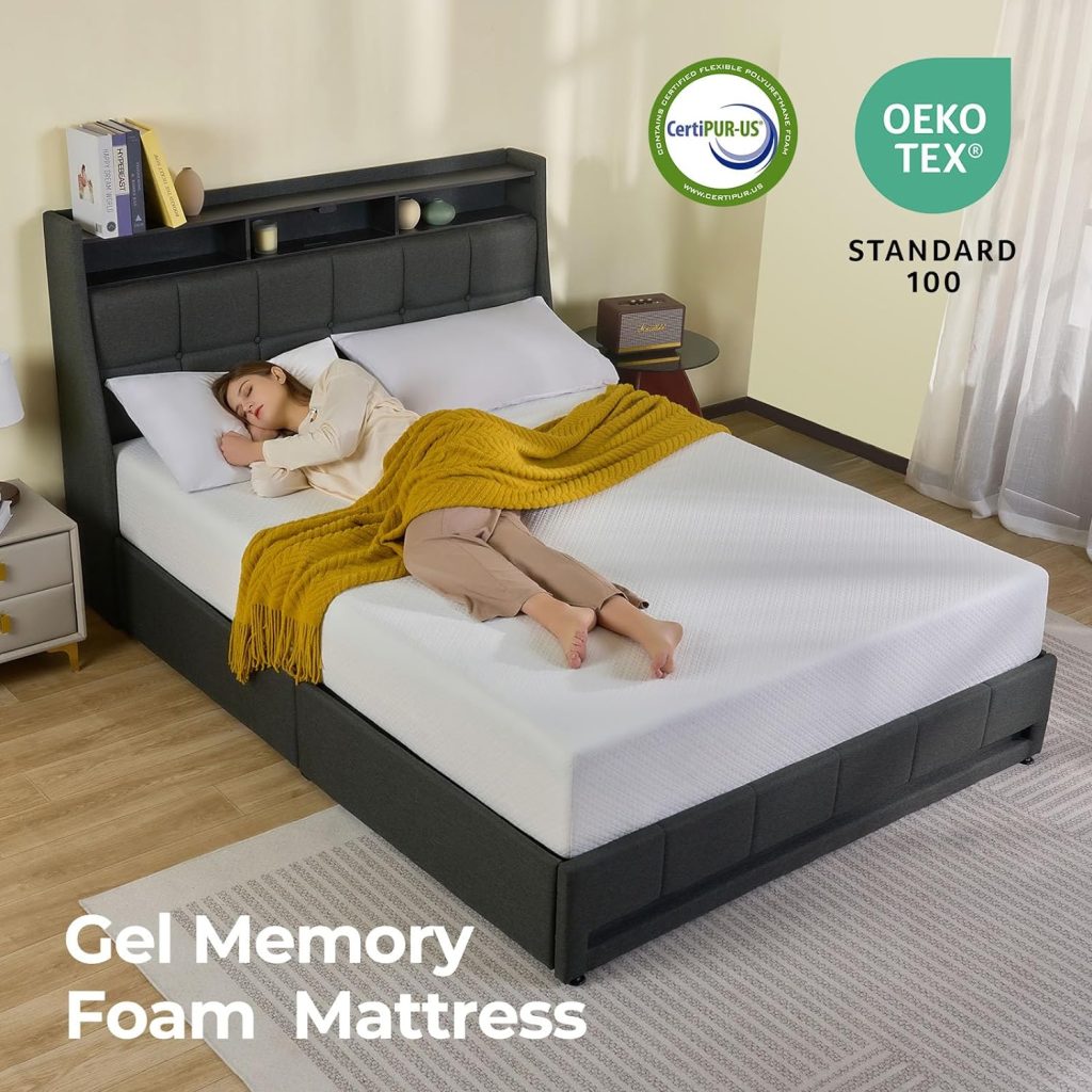 Rolanstar Full Size Mattress, 6 Inch Gel Memory Foam Mattress in a Box, Fiberglass Free, Breathable Mattress for Cooler Sleep Supportive  Pressure Relief, CertiPUR-US Certified, White