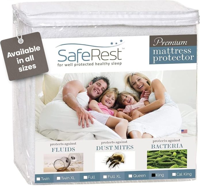 saferest 100 waterproof king size mattress protector fitted with stretchable pockets machine washable cotton mattress co