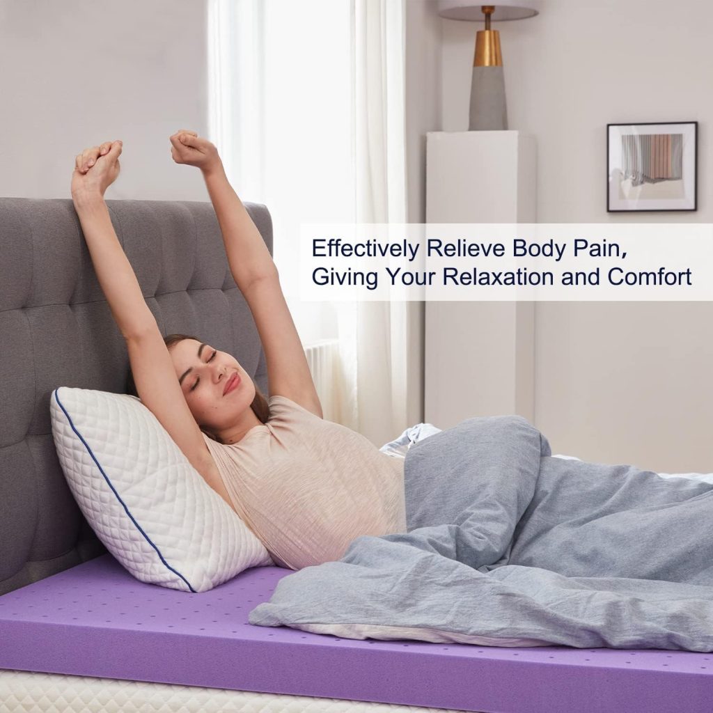 SINWEEK 2 Inch Gel Memory Foam Mattress Topper Ventilated Soft Mattress Pad, Bed Topper, CertiPUR-US Certified, Twin Size, Purple