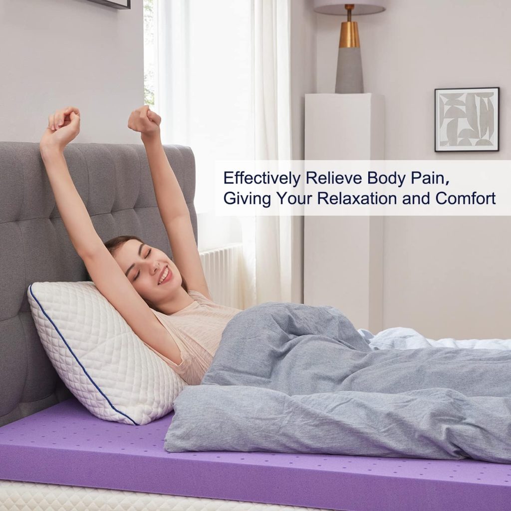 SINWEEK 2 Inch Gel Memory Foam Mattress Topper Ventilated Soft Mattress Pad, Bed Topper, CertiPUR-US Certified, Twin Size, Purple