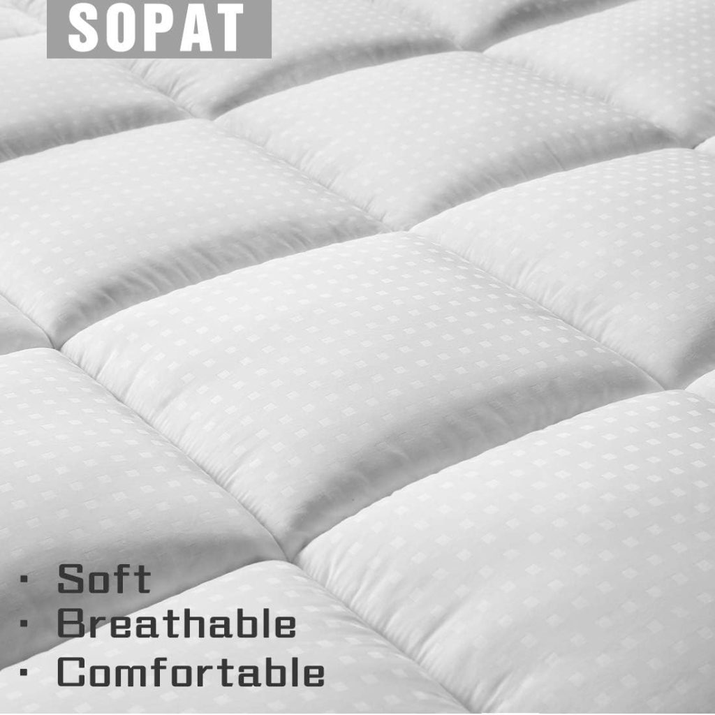SOPAT Mattress Topper Queen Size Extra Thick Mattress Pad 8-21 Deep Pocket Soft Down Alternative Fill Mattress Protector Pillow Top Mattress Cover (60x80 Inches, White)