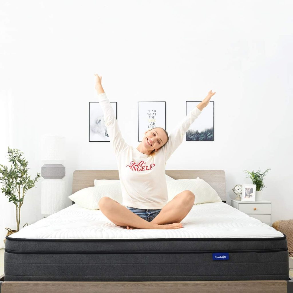 Sweetnight Queen Mattress in a Box - 12 Inch Plush Pillow Top Hybrid Mattress, Gel Memory Foam for Sleep Cool, Motion Isolating Individually Wrapped Coils, Queen Size, Twilight